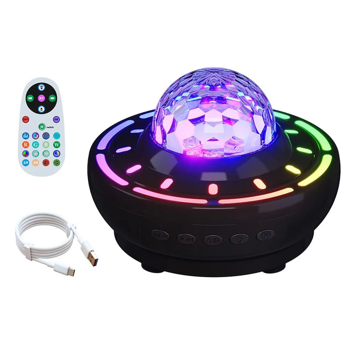 SSL001-C USB Rechargeable Starry Sky Projector Night Light Bluetooth-compatible Speaker RGB Atmosphere Lamp with Remote - Black - 1