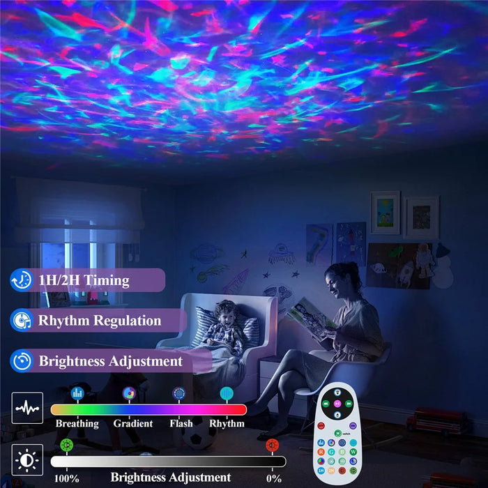 SSL001-C USB Rechargeable Starry Sky Projector Night Light Bluetooth-compatible Speaker RGB Atmosphere Lamp with Remote - Black - 5