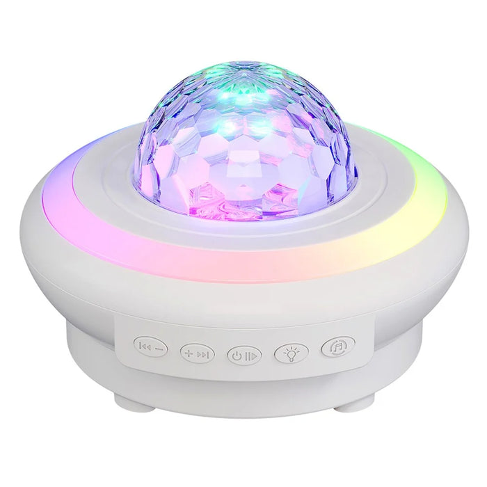 SSL002-C USB Rechargeable Star Projector Night Light RGB Atmosphere Lamp Bluetooth-compatible Speaker with Remote - White - 2