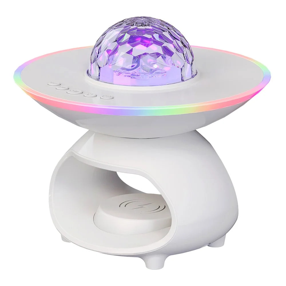 TCSP-001-C USB Rechargeable Table Lamp Phone Wireless Charger Bluetooth-compatible Speaker Starry Sky Projection Night Light - White - 1
