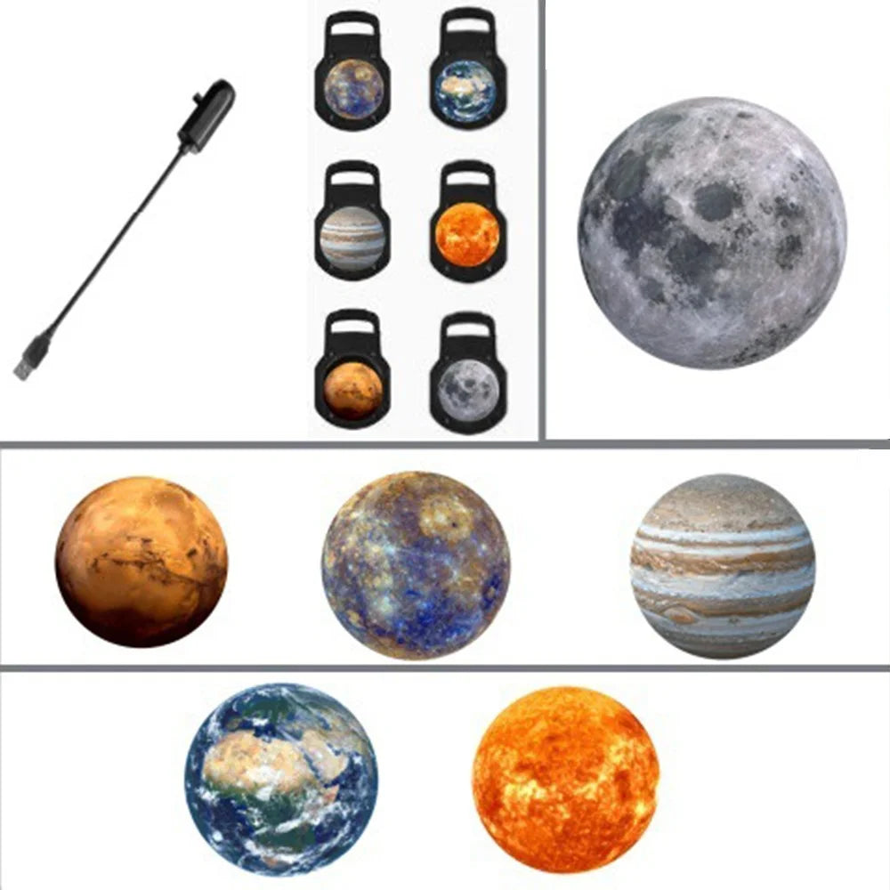 Planet Projection Lamp with 6 Slides USB Powered 360 Degree Rotation LED Night Light for Kids Room Bedroom - 2