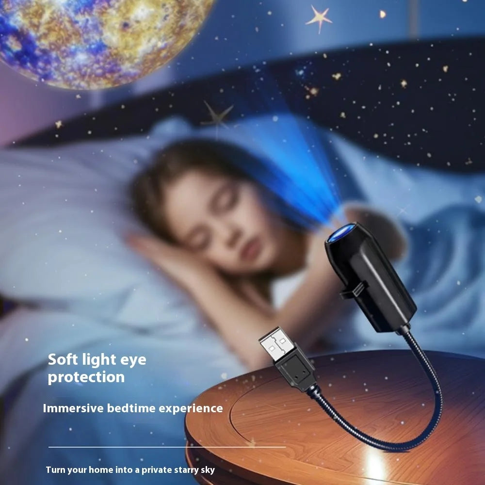 Planet Projection Lamp with 6 Slides USB Powered 360 Degree Rotation LED Night Light for Kids Room Bedroom - 4