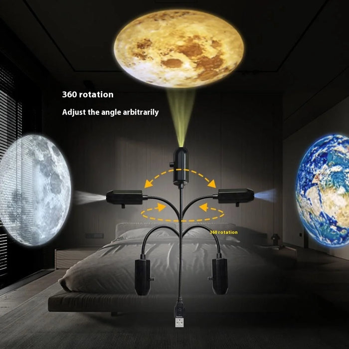 Planet Projection Lamp with 10 Slides USB Powered 360 Degree Rotation LED Night Light for Kids Room Bedroom - 3