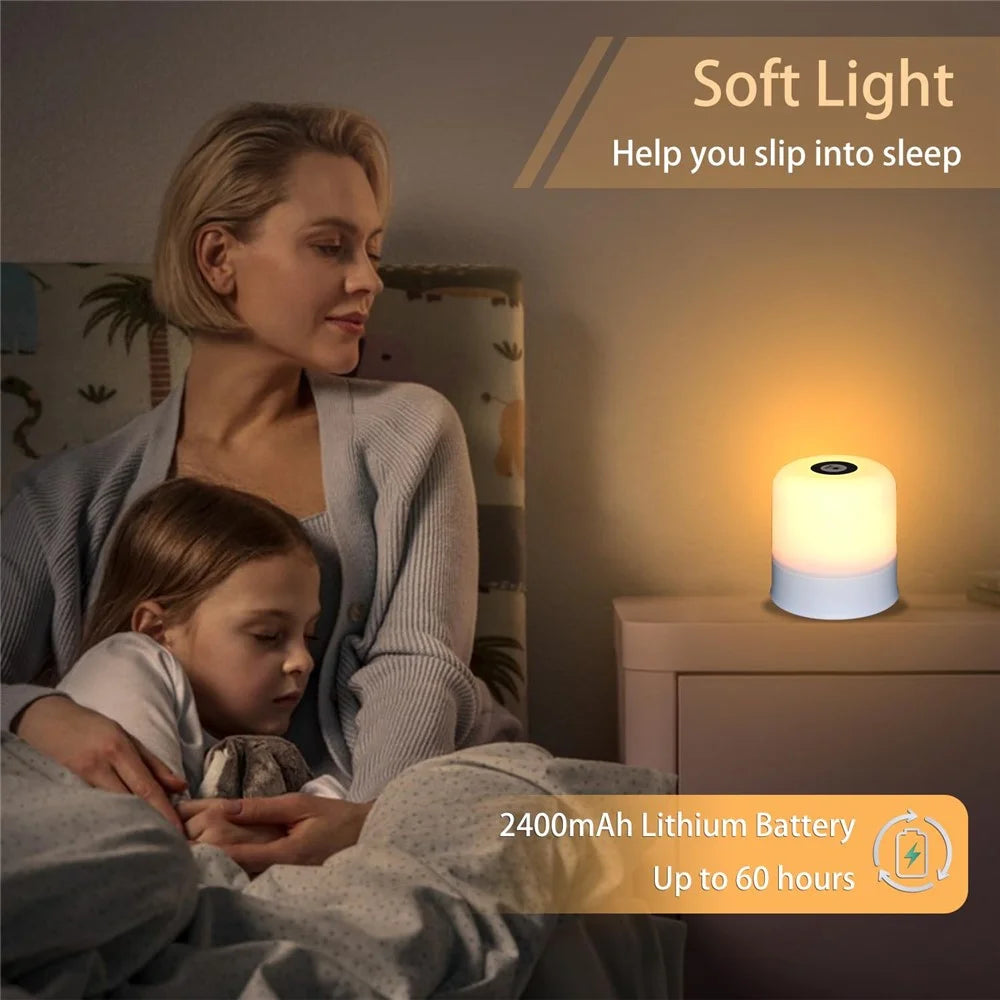 Built In 800mAh Battery Touch Control Night Light for Bedroom 3 Color Temperatures Rechargeable Bedside Table Lamp - 2