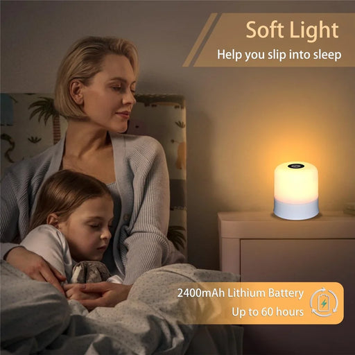 Built In 2400mAh Battery Touch Control Night Light for Bedroom 3 Color Temperatures Rechargeable Bedside Table Lamp - 2