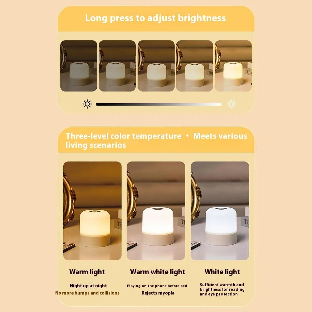 Built In 2400mAh Battery Touch Control Night Light for Bedroom 3 Color Temperatures Rechargeable Bedside Table Lamp - 5
