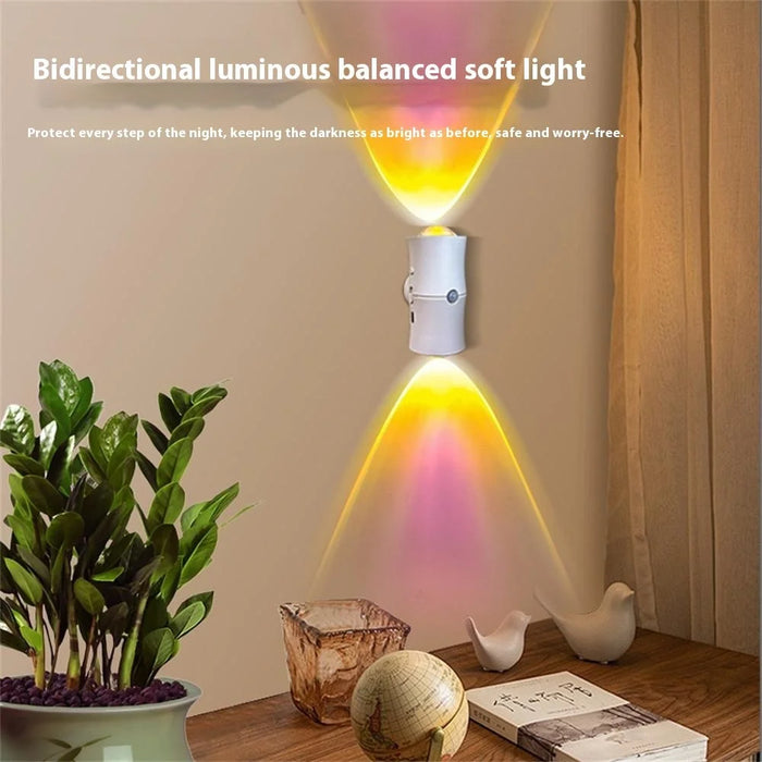 3 Colors Wireless Smart Motion Sensor Night Light for Hallway USB Rechargeable LED Wall Lamp - White - 3