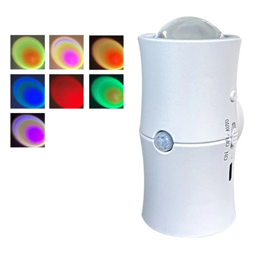 7 Colors RGB Wireless Smart Motion Sensor Night Light for Hallway USB Rechargeable LED Wall Lamp - White - 1