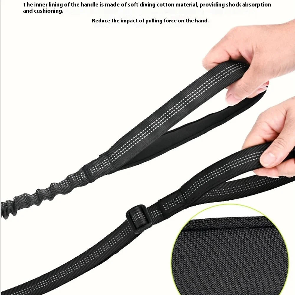 140-200cm Adjustable Length Nylon Reflective Dog Leash Dual Headed Pet Lead Gift for 2 Dogs - Black - 4
