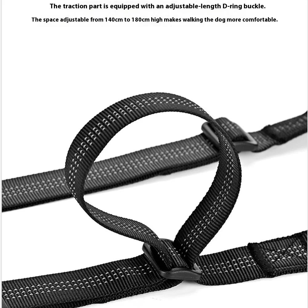 140-200cm Adjustable Length Nylon Reflective Dog Leash Dual Headed Pet Lead Gift for 2 Dogs - Black - 5