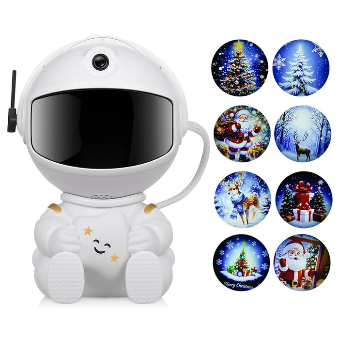 Creative Astronaut Hugging Star Christmas Projector Lamp with 4 Film Discs USB Powered Atmosphere Light Desktop Decor - 1
