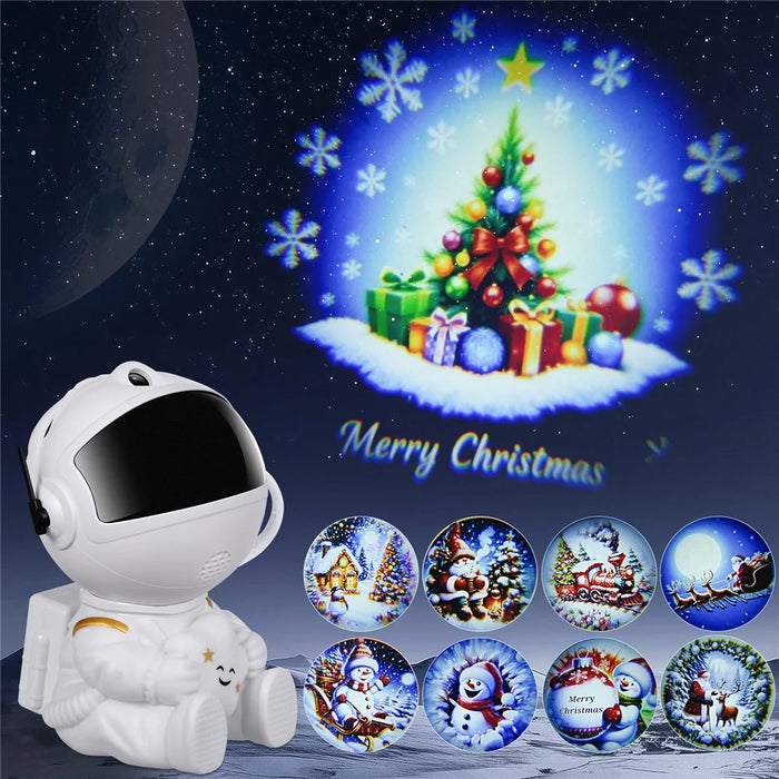 Creative Astronaut Hugging Star Christmas Projector Lamp with 4 Film Discs USB Powered Atmosphere Light Desktop Decor - 2