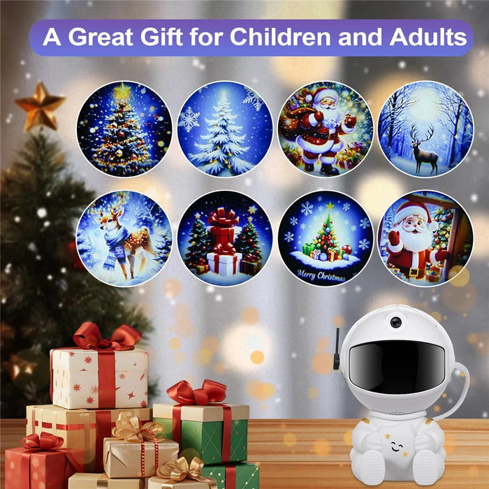 Creative Astronaut Hugging Star Christmas Projector Lamp with 4 Film Discs USB Powered Atmosphere Light Desktop Decor - 3