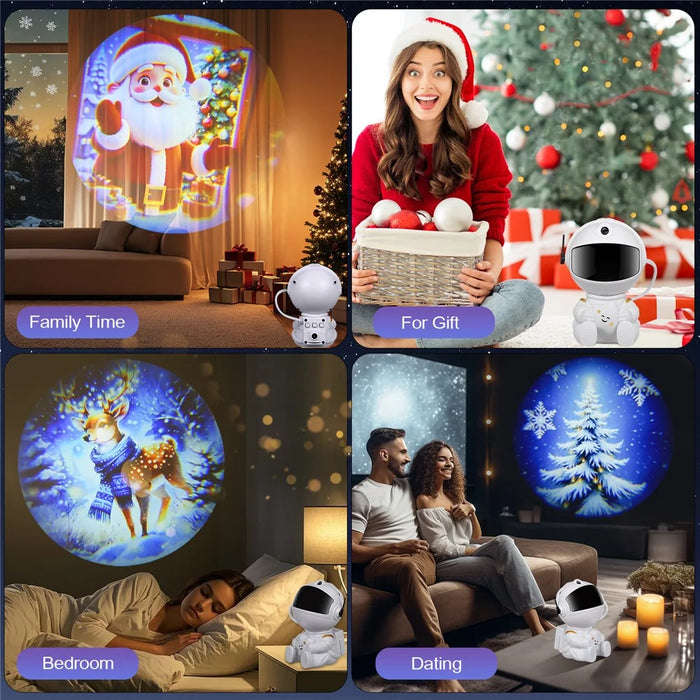 Creative Astronaut Hugging Star Christmas Projector Lamp with 4 Film Discs USB Powered Atmosphere Light Desktop Decor - 7