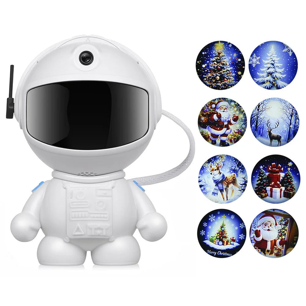 Creative Standing Astronaut Christmas Projector Lamp with 4 Film Discs USB Powered Atmosphere Light Desktop Decor - 1