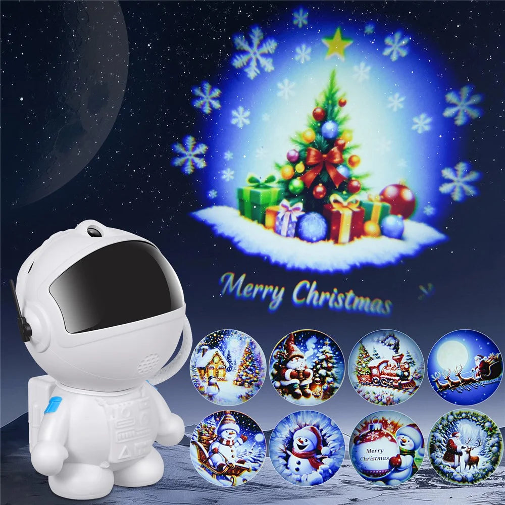 Creative Standing Astronaut Christmas Projector Lamp with 4 Film Discs USB Powered Atmosphere Light Desktop Decor - 2