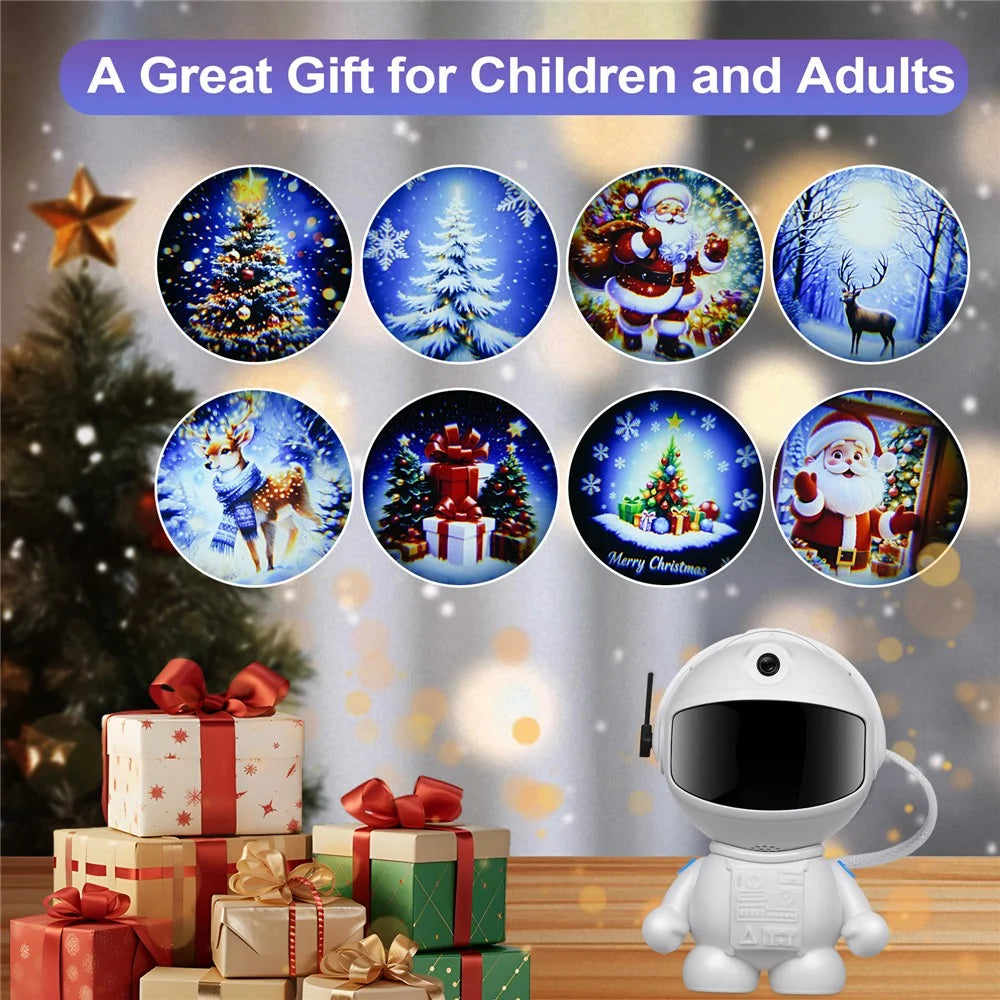 Creative Standing Astronaut Christmas Projector Lamp with 4 Film Discs USB Powered Atmosphere Light Desktop Decor - 3