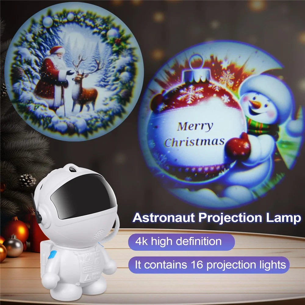 Creative Standing Astronaut Christmas Projector Lamp with 4 Film Discs USB Powered Atmosphere Light Desktop Decor - 4
