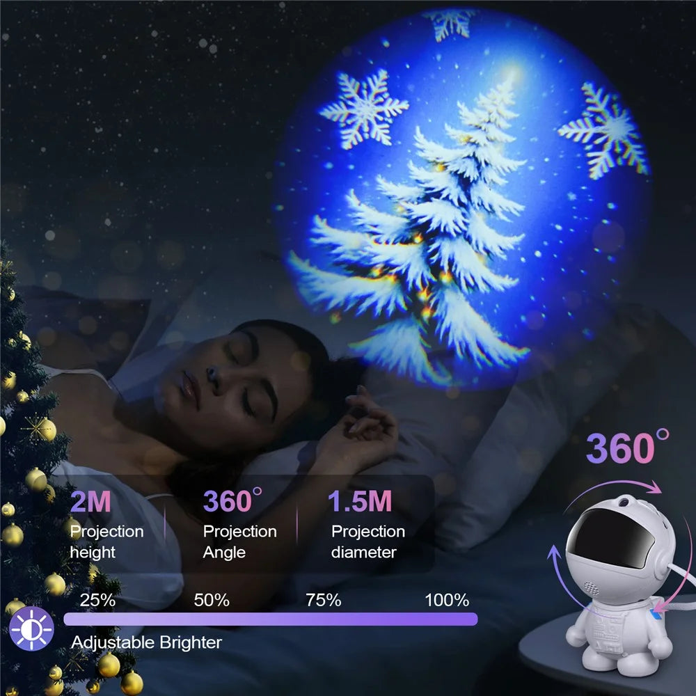 Creative Standing Astronaut Christmas Projector Lamp with 4 Film Discs USB Powered Atmosphere Light Desktop Decor - 5