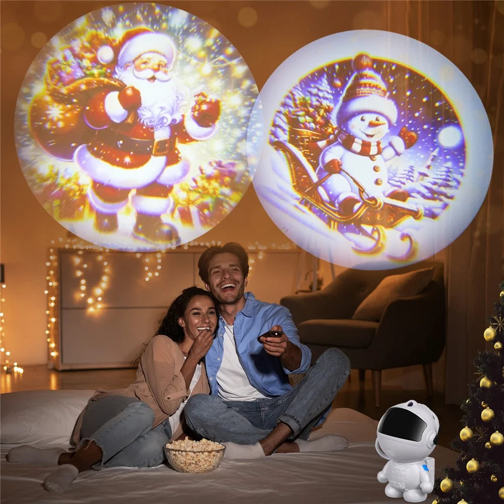 Creative Standing Astronaut Christmas Projector Lamp with 4 Film Discs USB Powered Atmosphere Light Desktop Decor - 6