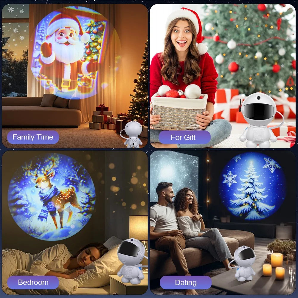 Creative Standing Astronaut Christmas Projector Lamp with 4 Film Discs USB Powered Atmosphere Light Desktop Decor - 7