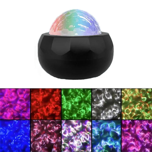 Colorful Water Ripple Mini Projector Light USB Powered Sound Activated Decorative Night Lamp with Remote - Black - 1