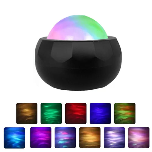 Sound Activated Mini Night Lamp with Remote Colorful Aurora Projector Light for Bedroom / Living Room - Black - 1