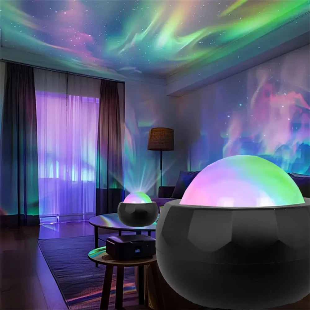 Sound Activated Mini Night Lamp with Remote Colorful Aurora Projector Light for Bedroom / Living Room - Black - 3