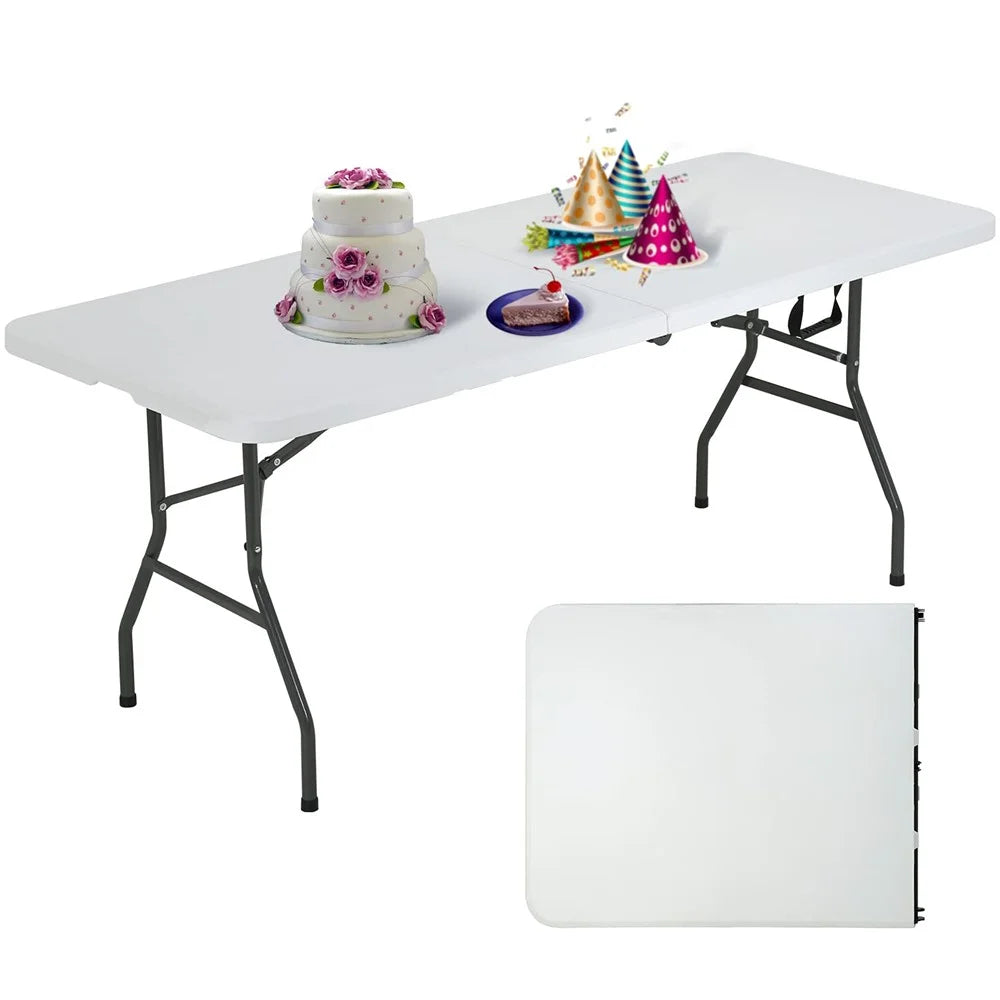 Portable Folding Table Steel + HDPE 1.8m Outdoor Camping Long Desk Home Office Dining Table - 2