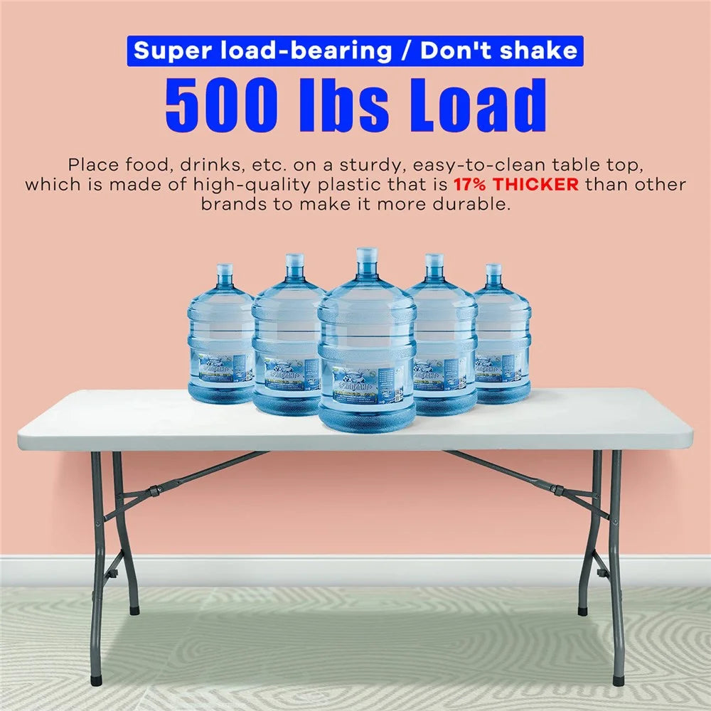 Portable Folding Table Steel + HDPE 1.8m Outdoor Camping Long Desk Home Office Dining Table - 7