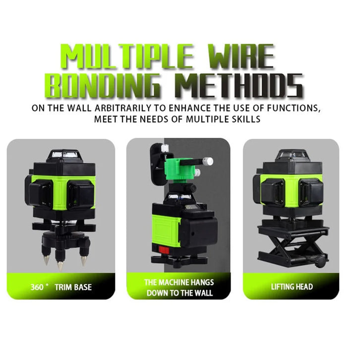 4D 16 Lines Self Leveling Equipment Horizontal and Vertical Green Laser Level with Tripod, EU Plug - 6
