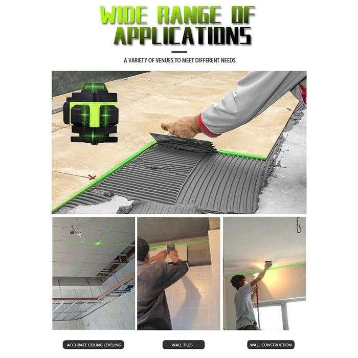4D 16 Lines Self Leveling Equipment Horizontal and Vertical Green Laser Level with Tripod, EU Plug - 7