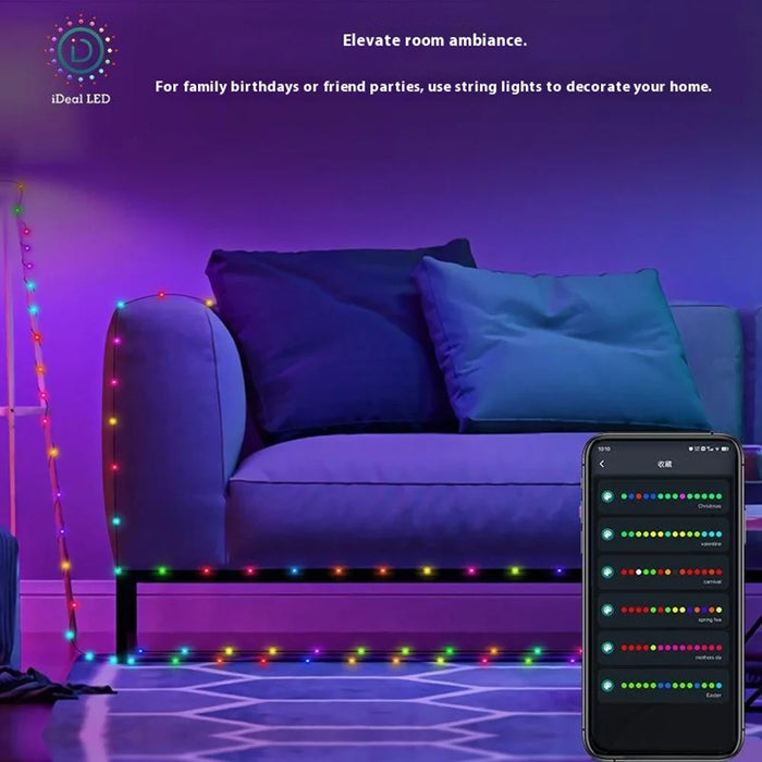 20m 200 LEDs USB Powered RGB Smart LED String Light Music Rhythm App Control Waterproof DIY Ambient Lamp - 5