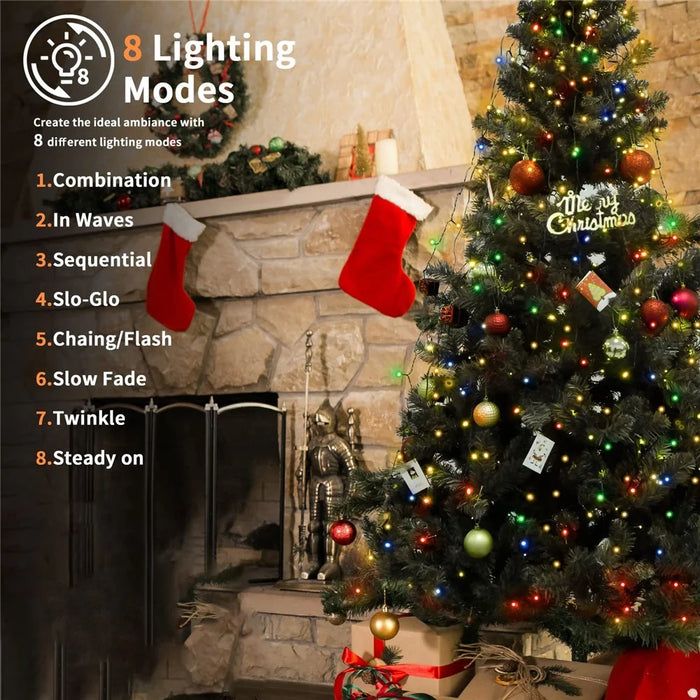 2m 400 LEDs Waterproof Christmas Tree Curtain String Lights 8 Modes Waterfall Fairy Lamp Tree Topper Decor, EU Plug - Colorful Light - 3