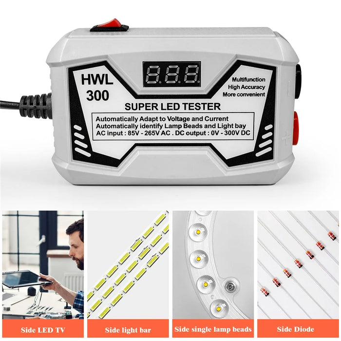 0-300V LED Lamp TV Backlight Tester Multifunctional LED Strips Beads Test Tool Measurement Instruments for LED Light (CE / FCC Certified) - Black / EU Plug - 3