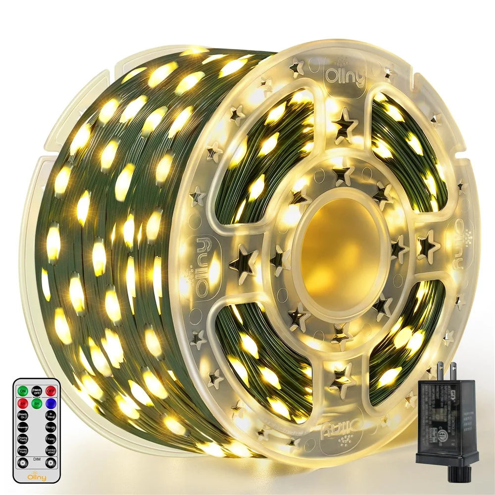 100m 1000 LEDs String Light with Remote Waterproof Ambiance Lamp for Outdoor Garden Tree Decoration, EU Plug - Warm Light - 1