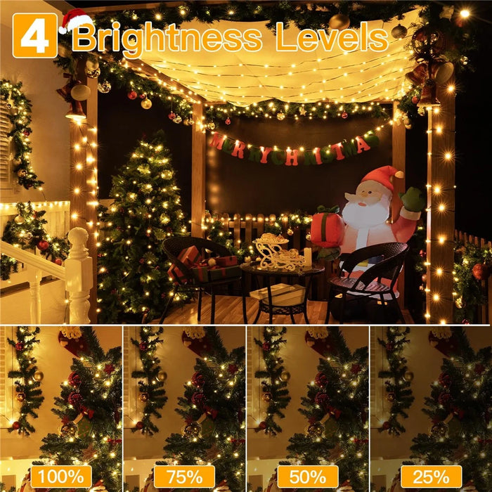 100m 1000 LEDs String Light with Remote Waterproof Ambiance Lamp for Outdoor Garden Tree Decoration, EU Plug - Warm Light - 7