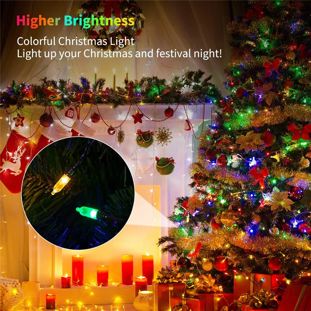 5m 50 LEDs Pointed Bulb Fairy String Light Battery Operated 8 Modes Waterproof Ambiance Lamp - Multi-color - 5