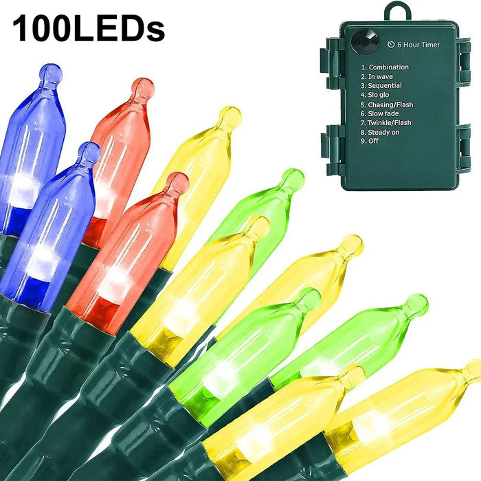 10m 100 LEDs Pointed Bulb Fairy String Light Battery Operated 8 Modes Waterproof Ambiance Lamp - Multi-color - 1