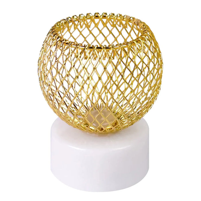 Electronic Candle Light Creative Hollow Gold Plated Wrought Iron Table Night Light for Christmas Decor - 5.3cm Half Ball - 1