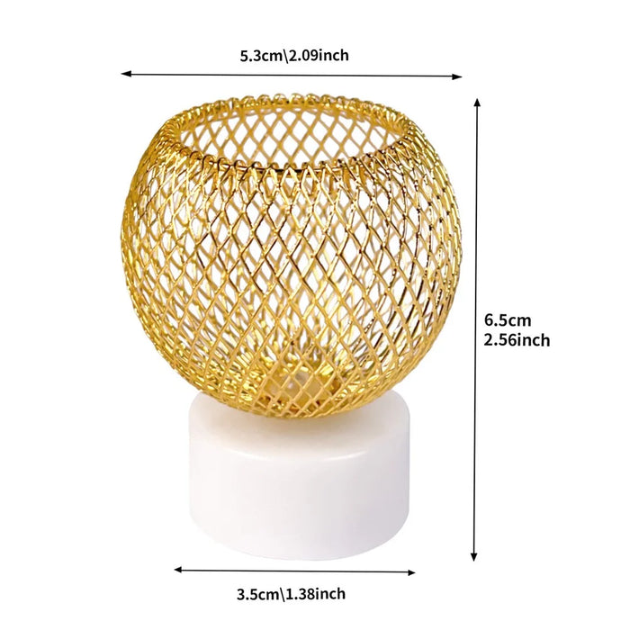 Electronic Candle Light Creative Hollow Gold Plated Wrought Iron Table Night Light for Christmas Decor - 5.3cm Half Ball - 5