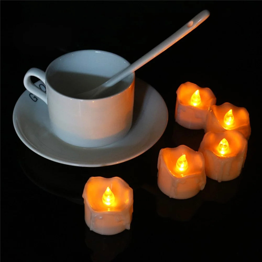 12Pcs LED Flameless Candles Tealights Battery Operated Flickering Lamp for Birthday / Christmas / Wedding Party Decoration - Yellow Light - 3
