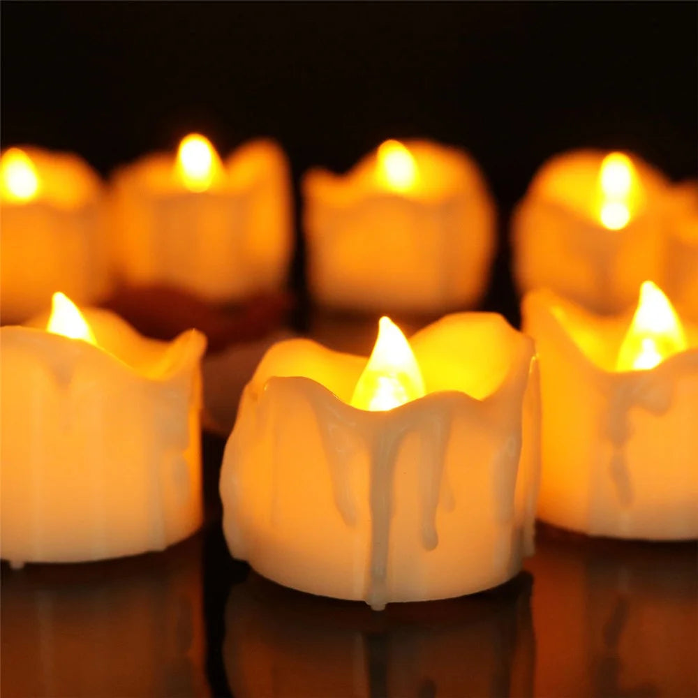 12Pcs LED Flameless Candles Tealights Battery Operated Flickering Lamp for Birthday / Christmas / Wedding Party Decoration - Yellow Light - 4