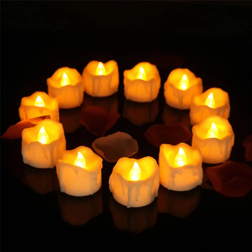12Pcs LED Flameless Candles Tealights Battery Operated Flickering Lamp for Birthday / Christmas / Wedding Party Decoration - Yellow Light - 5