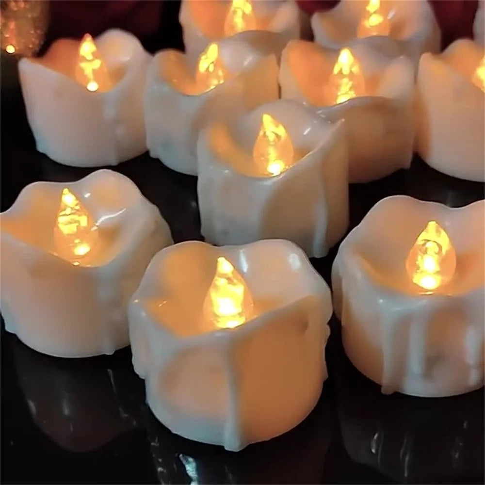 12Pcs LED Flameless Candles Tealights Battery Operated Flickering Lamp for Birthday / Christmas / Wedding Party Decoration - Yellow Light - 6