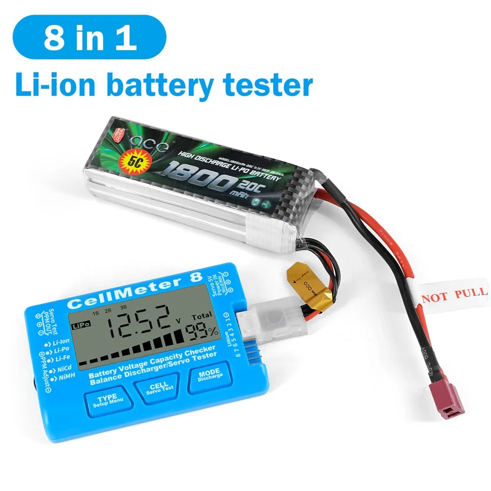 Cellmeter 8-in-1 Digital Battery Capacity Checker Controller Tester Voltage Tester for Li-Po Li-ion NiMH Nicd Cell Meter - Blue - 2