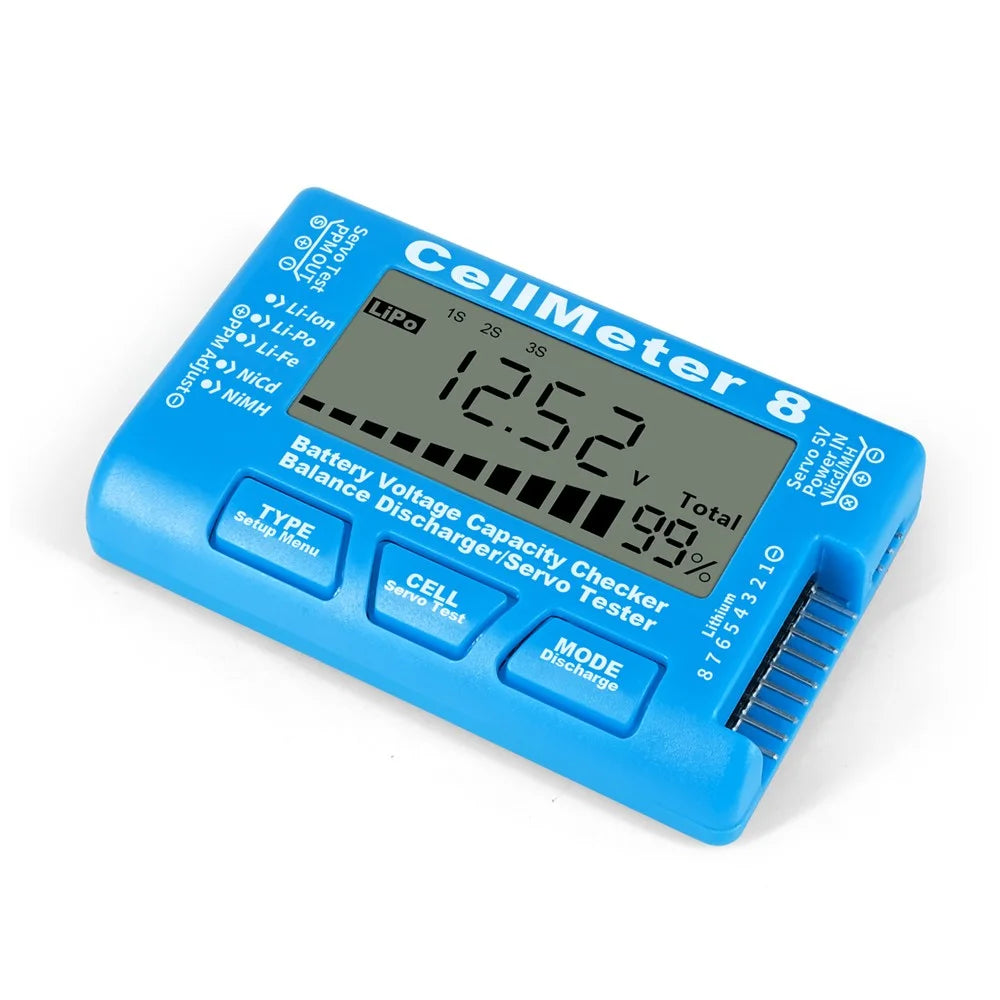 Cellmeter 8-in-1 Digital Battery Capacity Checker Controller Tester Voltage Tester for Li-Po Li-ion NiMH Nicd Cell Meter - Blue - 5