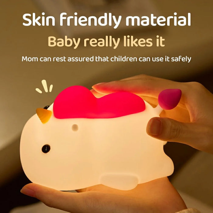 Cartoon Unicorn Shape Silicone Night Light Tap Control Decorative Desk Lamp Stress Relief Toy - 5