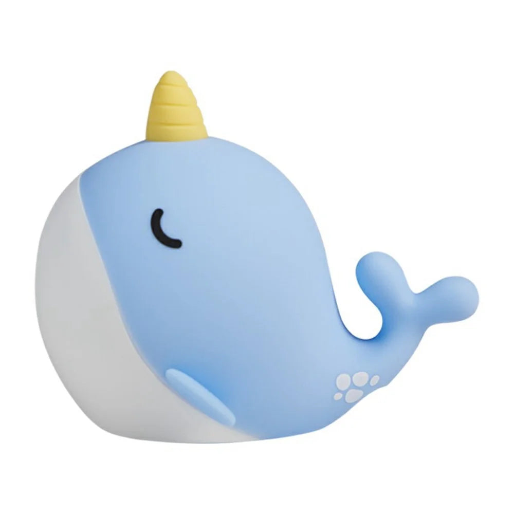 A044 Narwhal Silicone Night Light Tap Control Stress Relief Bedside Lamp Gift Desktop Decor - Blue - 1