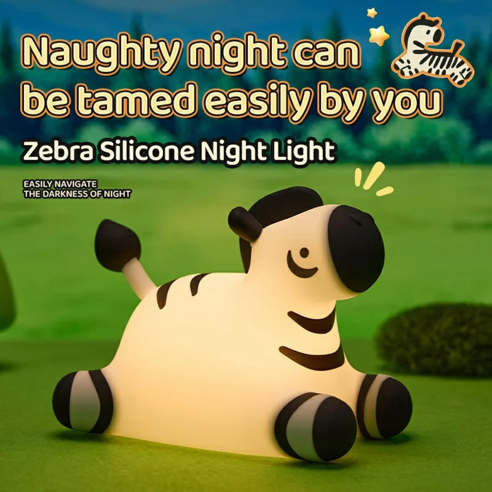 A067 Zebra Silicone Night Light Tap Control Bedside Lamp Gift Desktop Decoration - 2